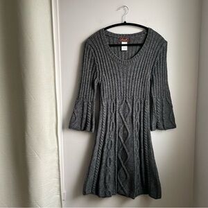 Grey Knit Dress-Wool-Alpaca-Made in Italy-Size L